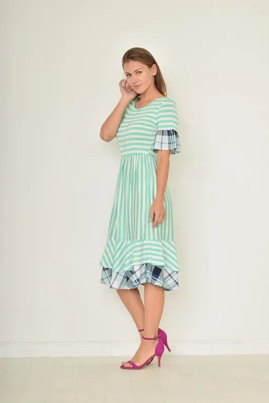 ruffle striped gingham layer - FamilyClothes