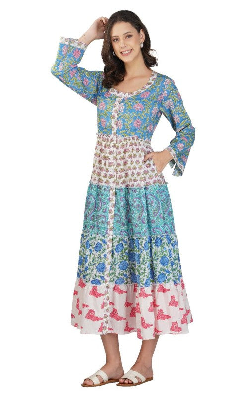 Lotus Blossom Button-Up Maxi Dress - FamilyClothes