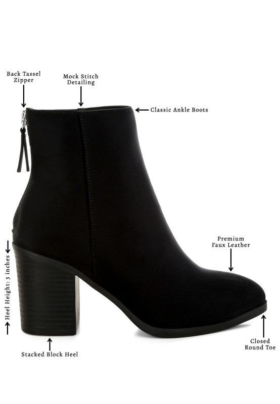 Veyara Lycra Block Heel Ankle Boots - FamilyClothes
