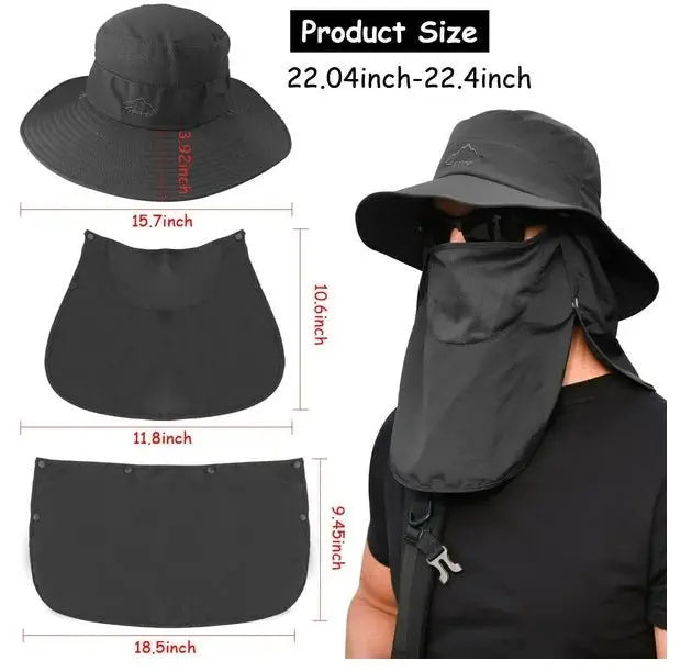 Wide Brim Sun Hat UV Protection Bucket Cap For Hiking Camping Fishing Safari Men - FamilyClothes