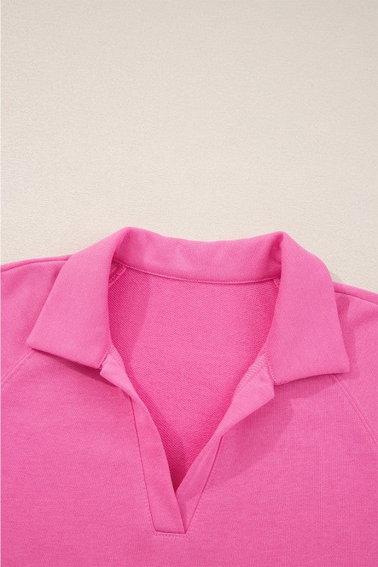 Solid Collared Top and Central Seam Pants Set - FamilyClothes