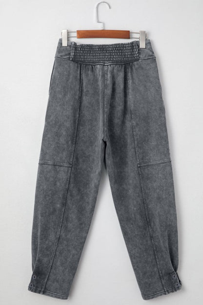 Solid Mineral Wash Jogger Style Pants - FamilyClothes
