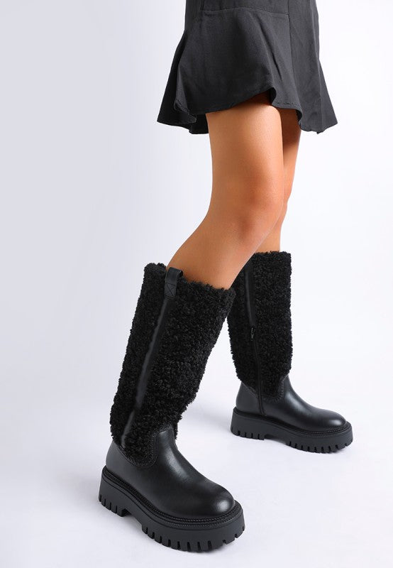 Lapland Fur Detail Calf Length Boots - FamilyClothes