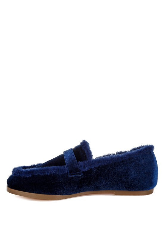 Bastian Fur Detail Velvet Loafers - FamilyClothes
