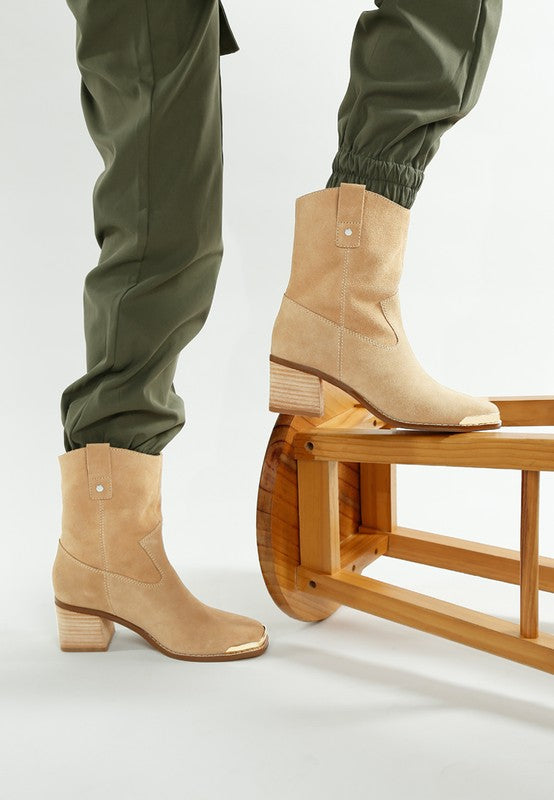 Emberly Suede Square Toe Ankle Boots - FamilyClothes