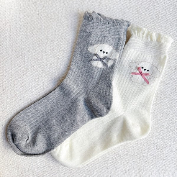 Bichon Puppy Design Socks Set Of 2 - FamilyClothes