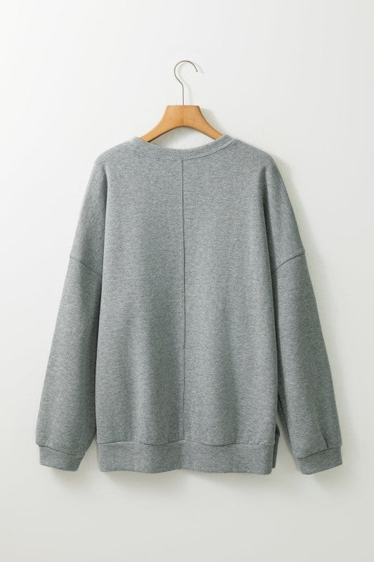 Rorivina Drop Shoulder Oversized Sweatshirt - FamilyClothes