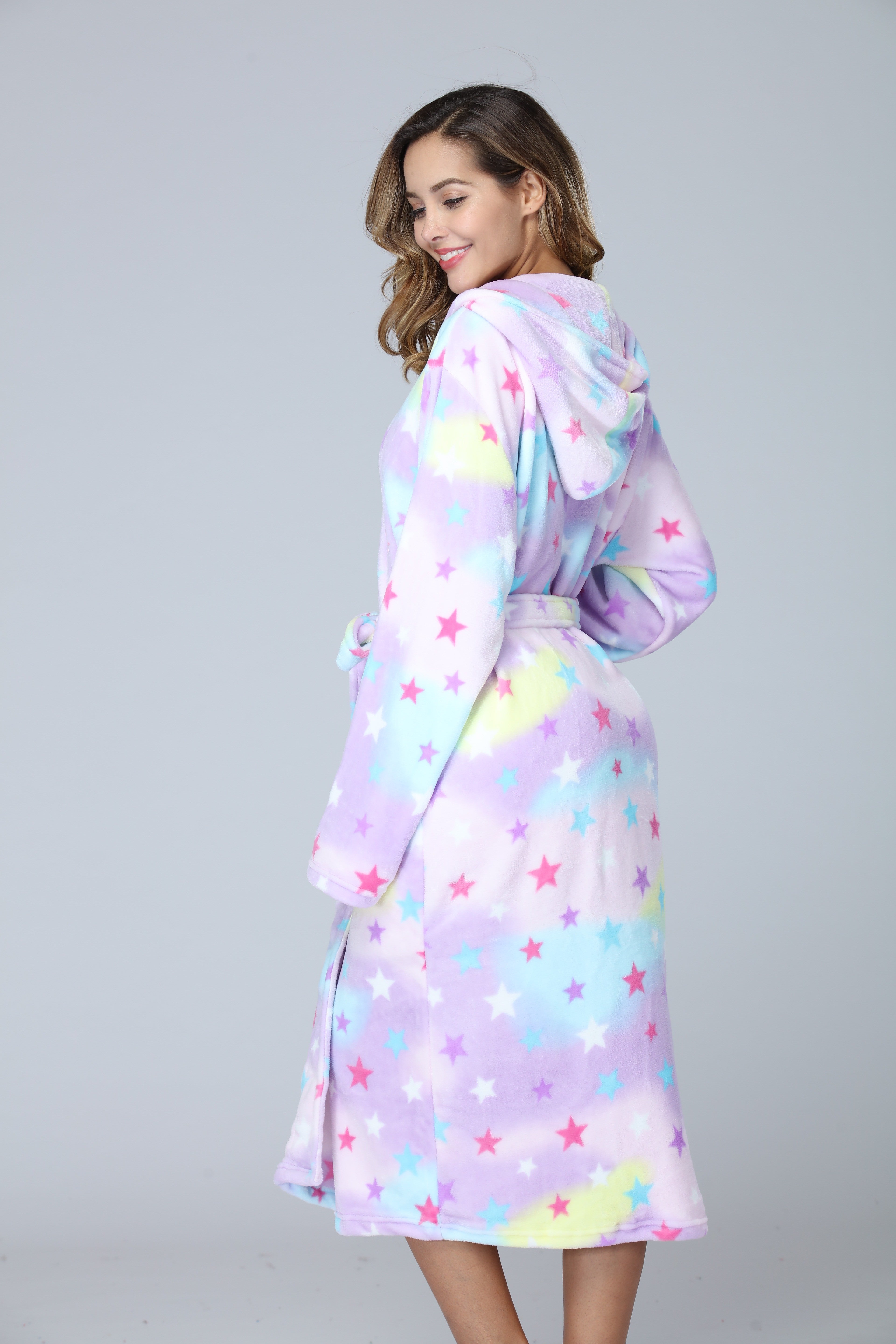 RONGTAI Fleece Bathrobe for Ladies - Cozy Long-Length Comfort - FamilyClothes