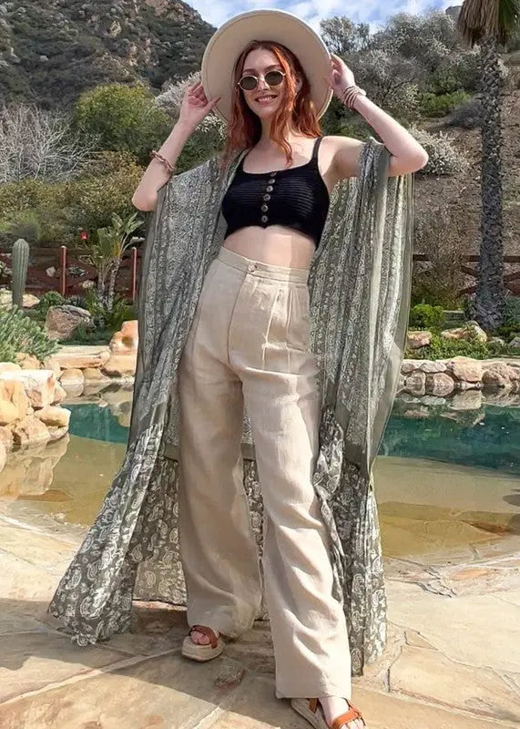 Paisley Tapestry Free Flow Kimono - FamilyClothes