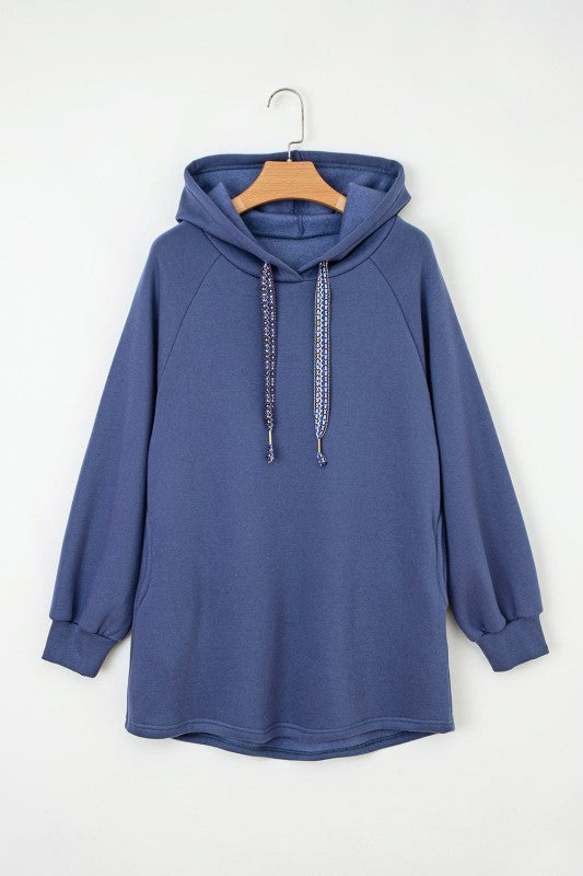 Solid Fleece Lined Drawstring Hoodie - FamilyClothes