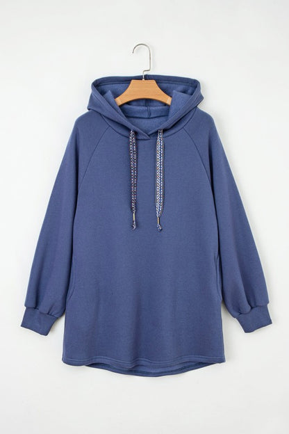 Solid Fleece Lined Drawstring Hoodie - FamilyClothes