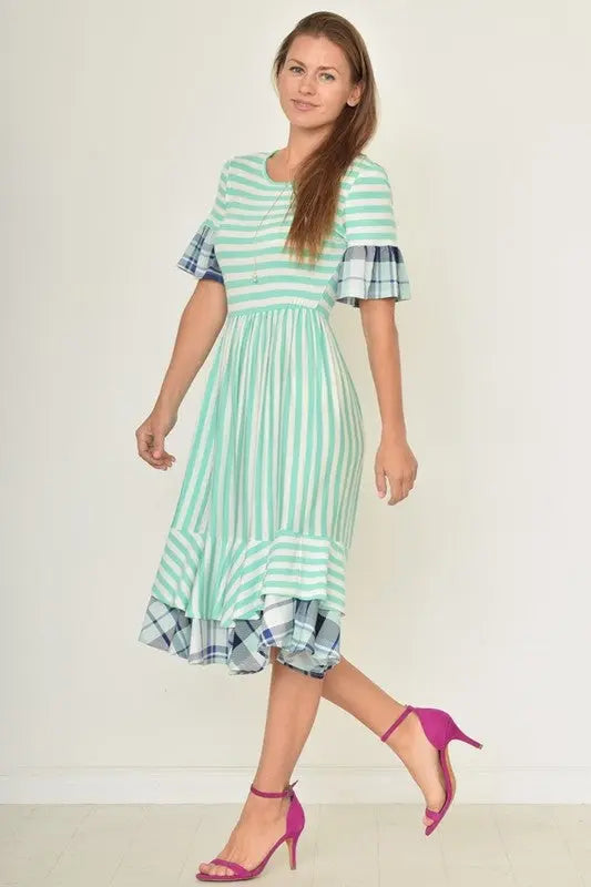 ruffle striped gingham layer - FamilyClothes