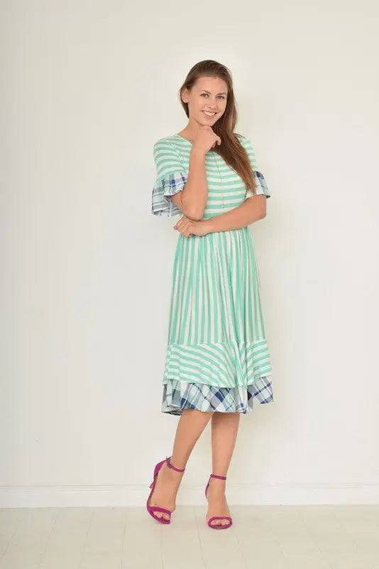 ruffle striped gingham layer - FamilyClothes