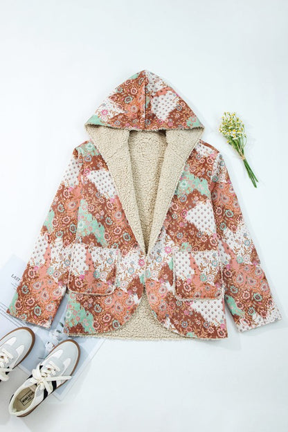 Floral Sherpa Lined Hooded Jacket - FamilyClothes