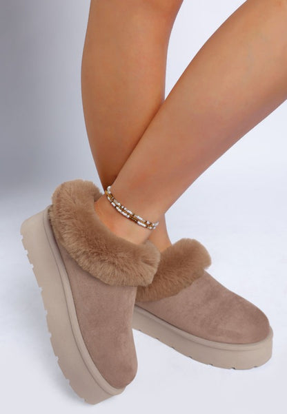 Aniso Faux Fur Slip On Snow Boots - FamilyClothes