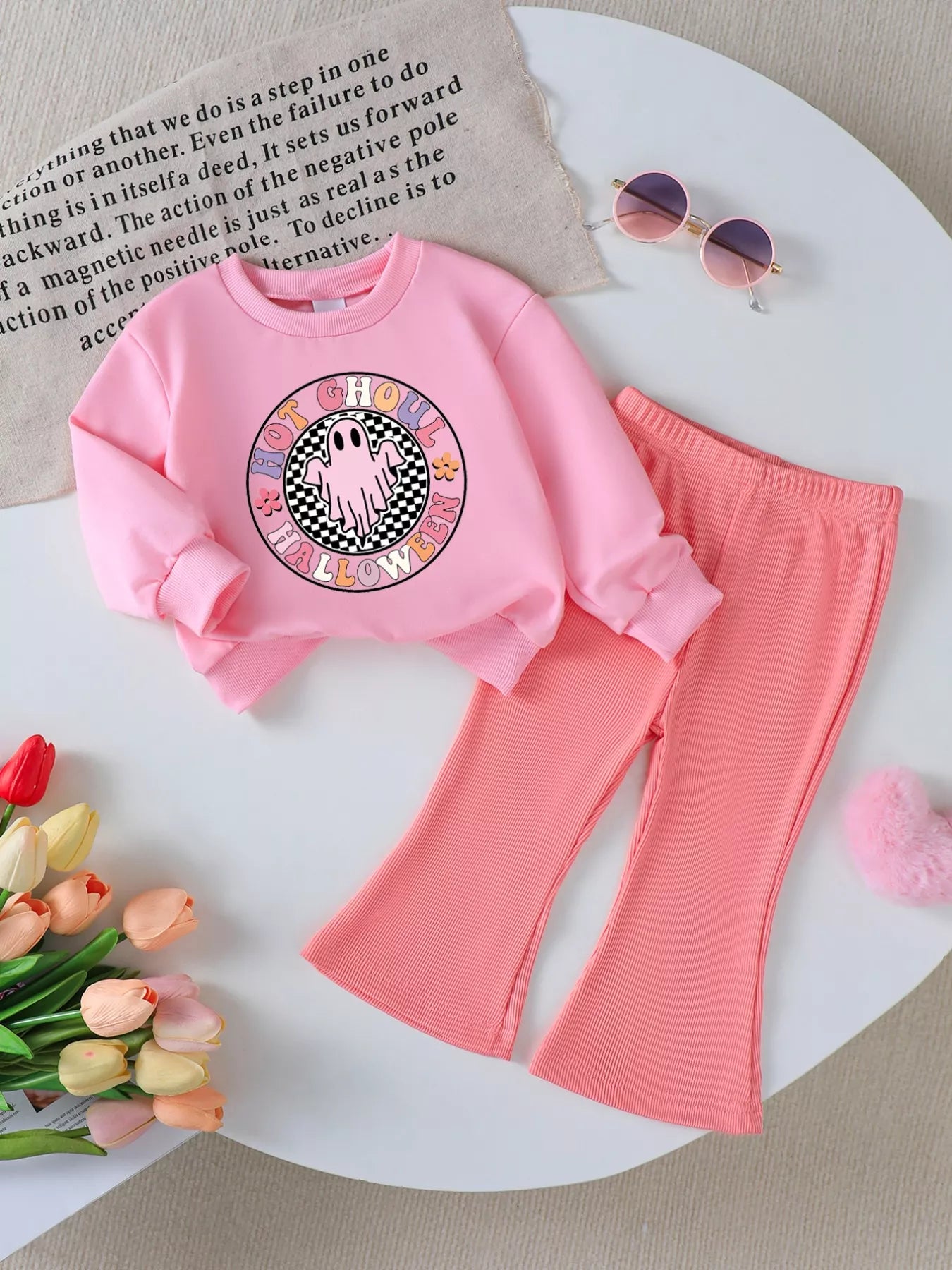 Children's Halloween Graphic Sweatshirt and Flare Pants Set - FamilyClothes