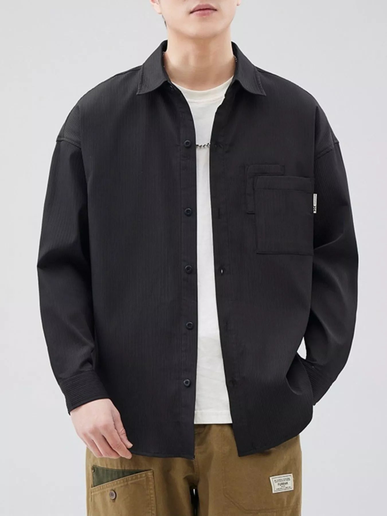 Men's Plus Size Button Down Long Sleeve Shirt - FamilyClothes