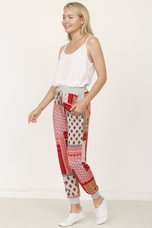 Quilted Print Joggers - FamilyClothes
