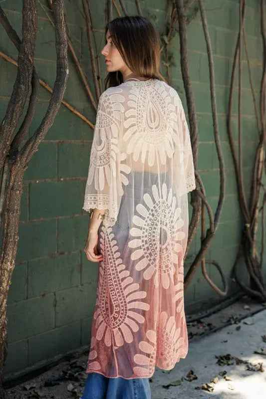 Ombre Bohemian Lace Kimono - FamilyClothes