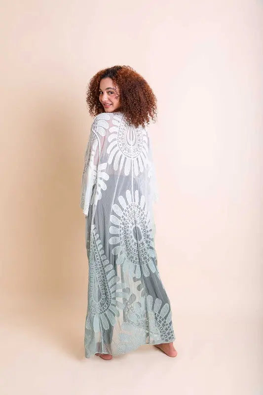 Ombre Bohemian Lace Kimono - FamilyClothes