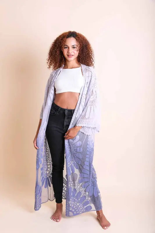 Ombre Bohemian Lace Kimono - FamilyClothes