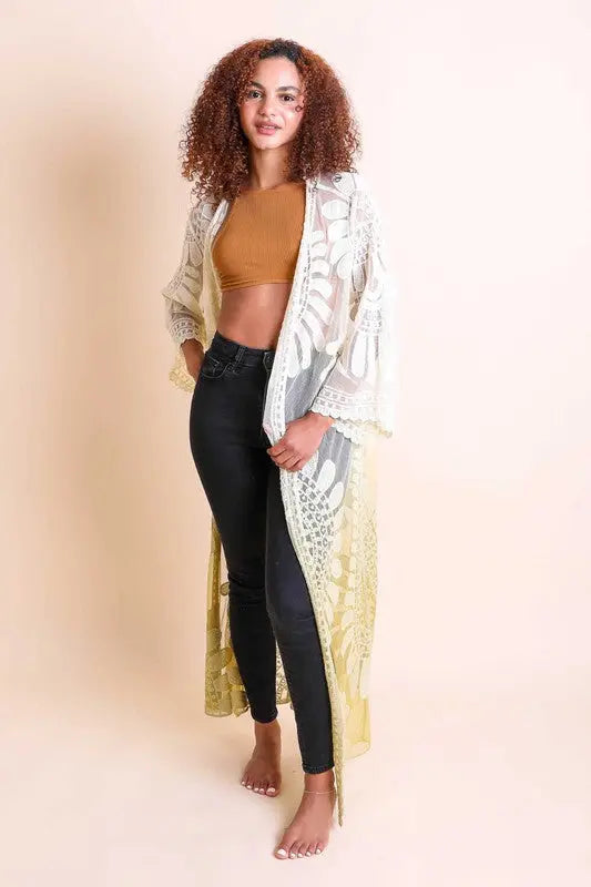 Ombre Bohemian Lace Kimono - FamilyClothes