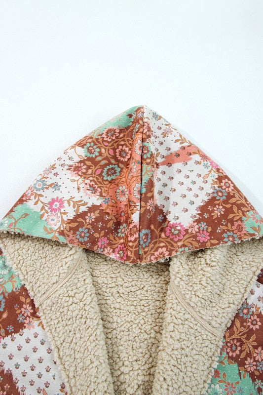 Floral Sherpa Lined Hooded Jacket - FamilyClothes