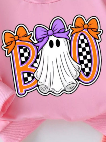 Children's Halloween Graphic Sweatshirt and Flare Pants Set - FamilyClothes