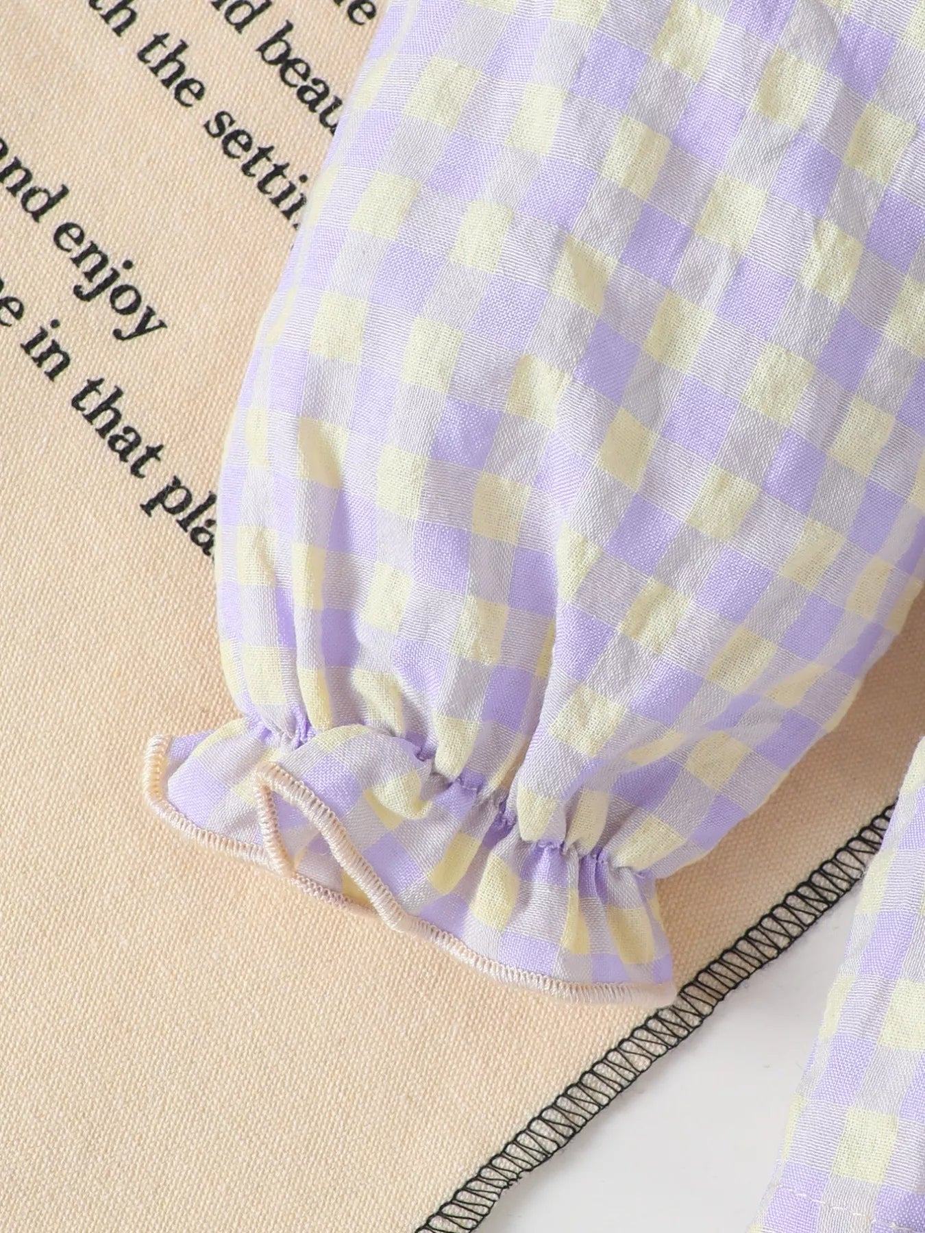 Children's Gingham Smocked Top and Bow Pants Set - FamilyClothes