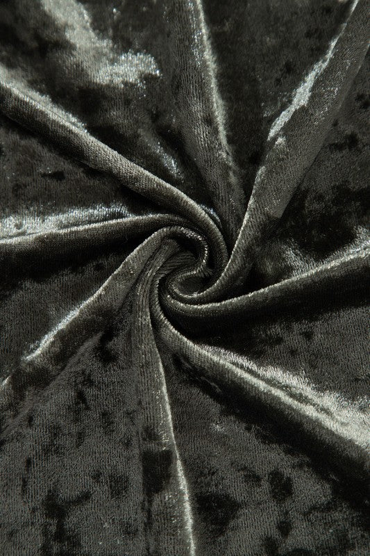 Velvet Long Sleeve V-Neck Side Pocket Dress - FamilyClothes