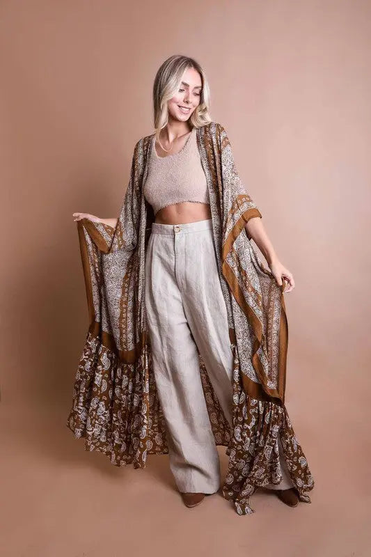 Paisley Tapestry Free Flow Kimono - FamilyClothes