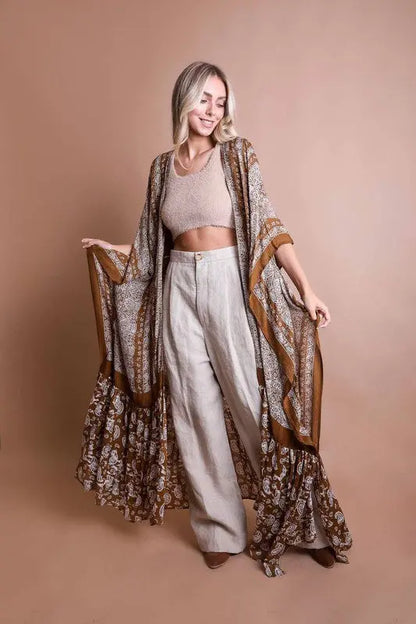 Paisley Tapestry Free Flow Kimono - FamilyClothes