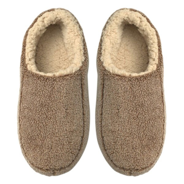 Sherpa Tan - Men's Cozy Sherpa House Slippers - FamilyClothes