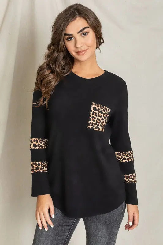 Leopard Chest Pocket Tunic - FamilyClothes