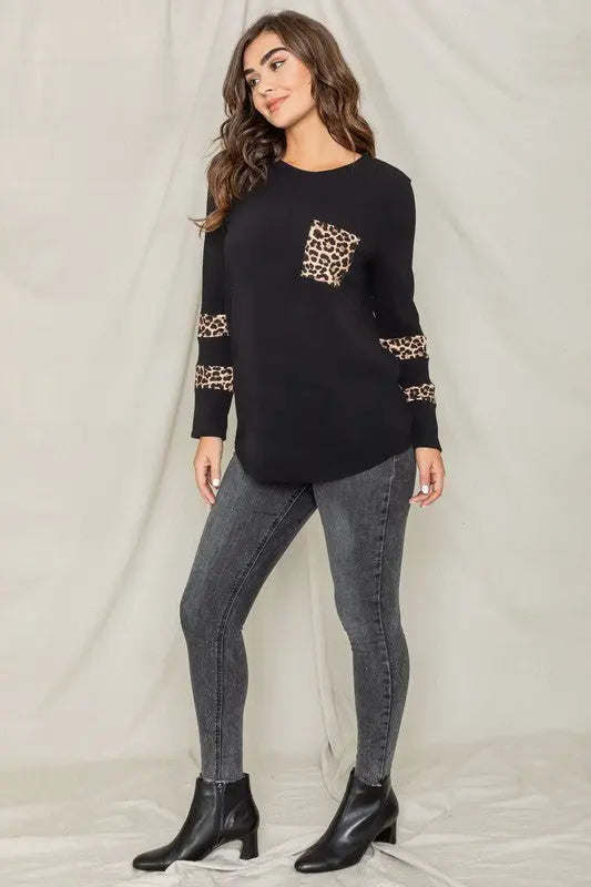 Leopard Chest Pocket Tunic - FamilyClothes