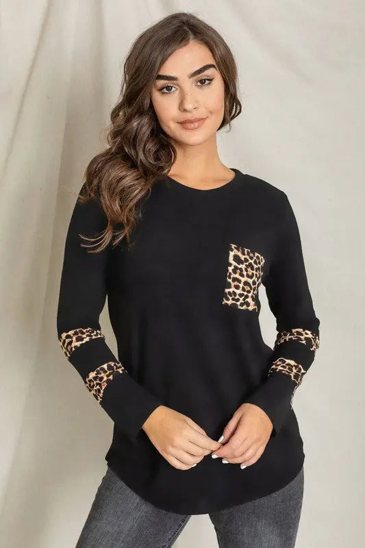 Leopard Chest Pocket Tunic - FamilyClothes