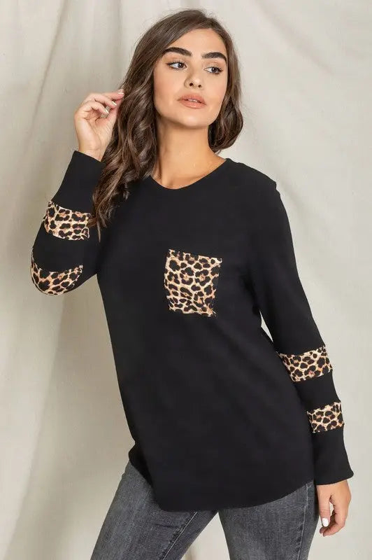 Leopard Chest Pocket Tunic - FamilyClothes