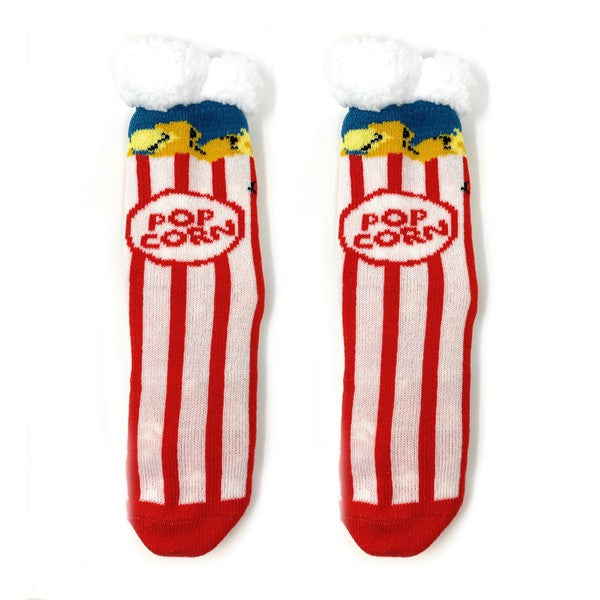 Kids Sherpa Slipper Sock - Box o' Popcorn - FamilyClothes