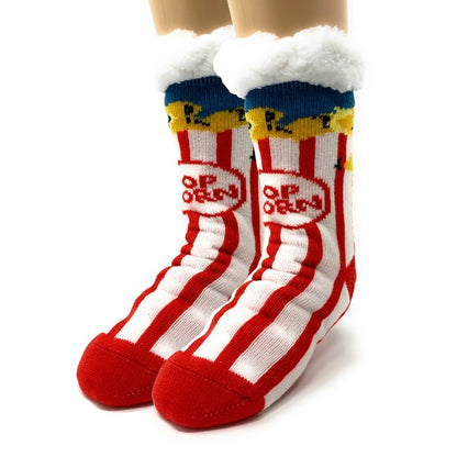 Kids Sherpa Slipper Sock - Box o' Popcorn - FamilyClothes