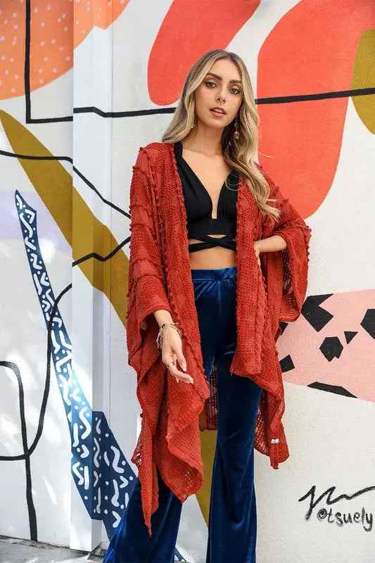 Embroidered Zig Zag Kimono for Effortless Style - FamilyClothes