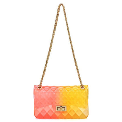 Quilt Embossed Multi Color Jelly Shoulder Bag - FamilyClothes