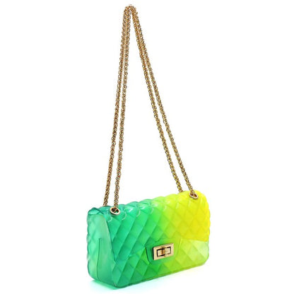Quilt Embossed Multi Color Jelly Shoulder Bag - FamilyClothes
