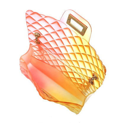 Quilt Embossed Multi Color Jelly Shoulder Bag - FamilyClothes