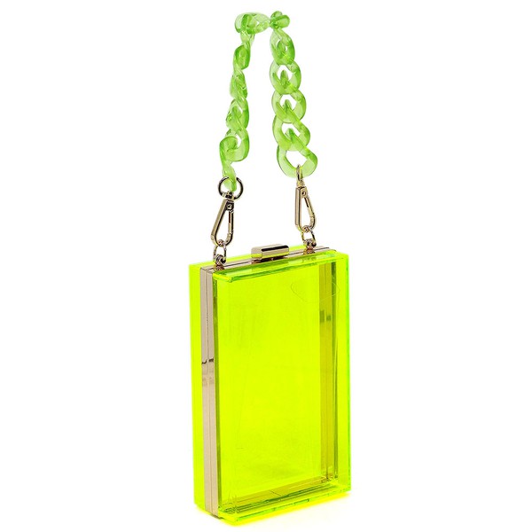 Acrylic Chain Handle See Thru Crossbody Clutch - FamilyClothes