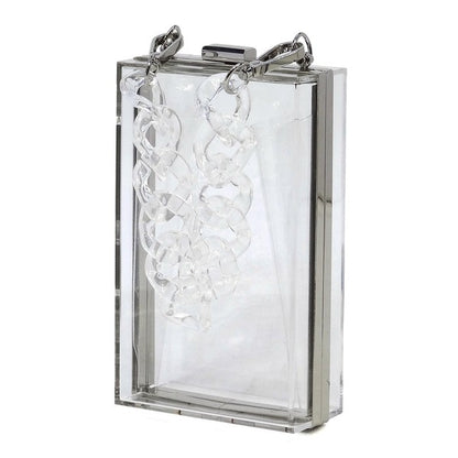 Acrylic Chain Handle See Thru Crossbody Clutch - FamilyClothes