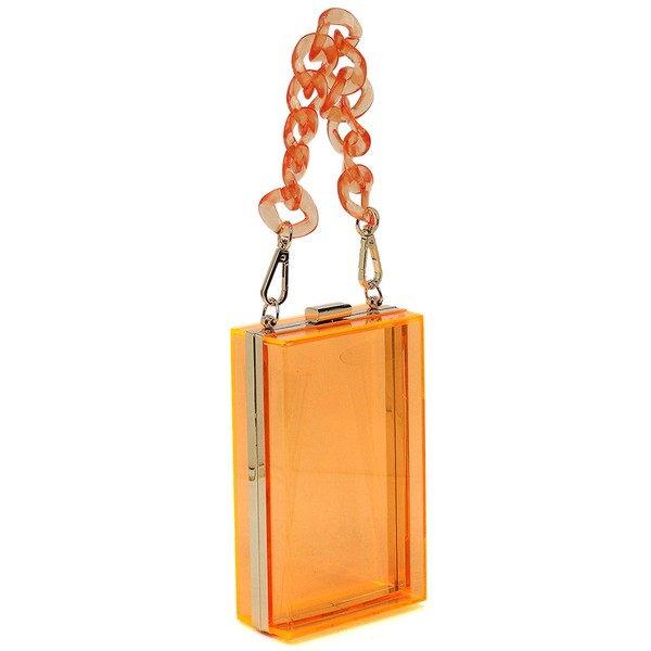 Acrylic Chain Handle See Thru Crossbody Clutch - FamilyClothes