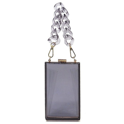 Acrylic Chain Handle See Thru Crossbody Clutch - FamilyClothes