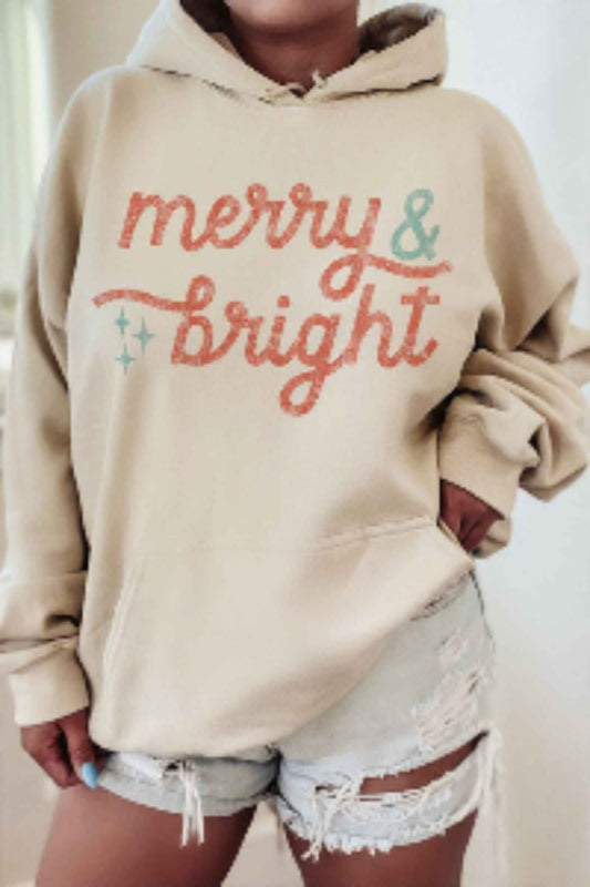 Merry and Bright Plus Size Graphic Hoodie - FamilyClothes