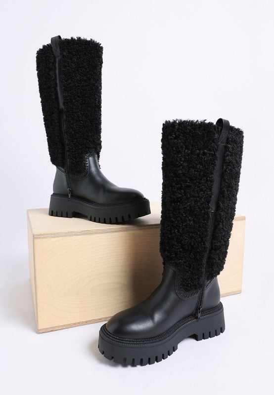 Lapland Fur Detail Calf Length Boots - FamilyClothes