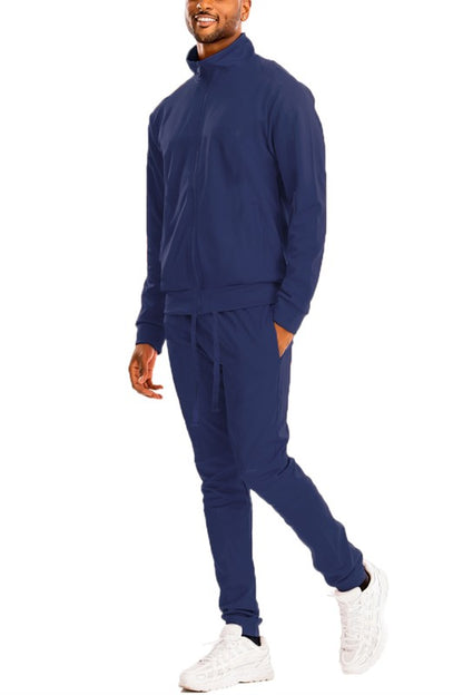 Full Zip Up Solid Track Jacket Set - FamilyClothes